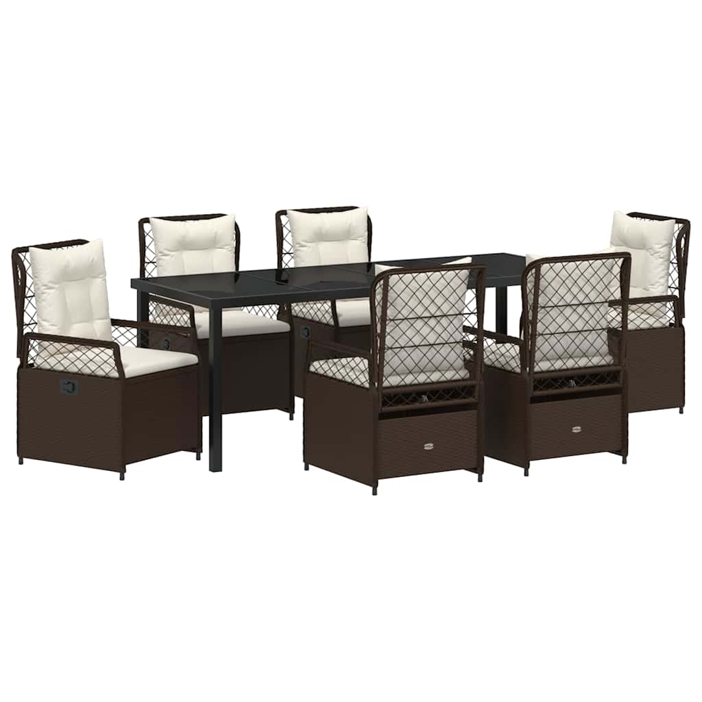 Ensemble de salle à manger pour jardin 7 pcs Marron polyrotin - XIOS