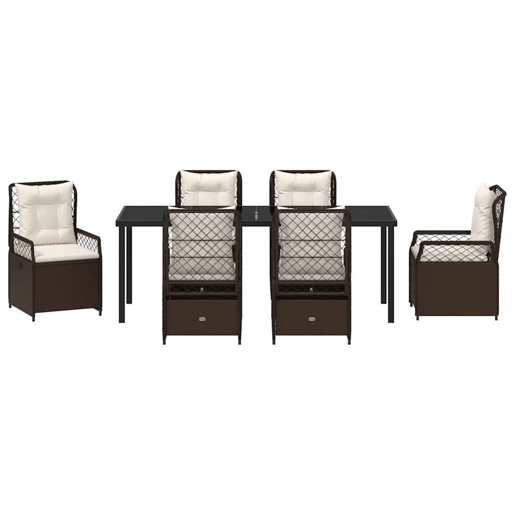 Ensemble de salle à manger pour jardin 7 pcs Marron polyrotin - XIOS