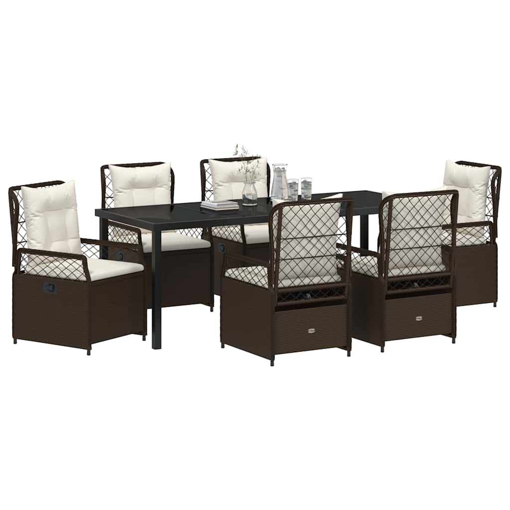 Ensemble de salle à manger pour jardin 7 pcs Marron polyrotin - XIOS