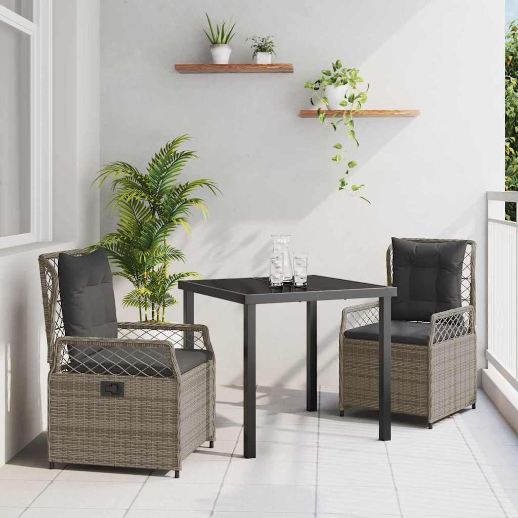 Ensemble de salle à manger pour jardin 3 pcs Gris polyrotin - XIOS
