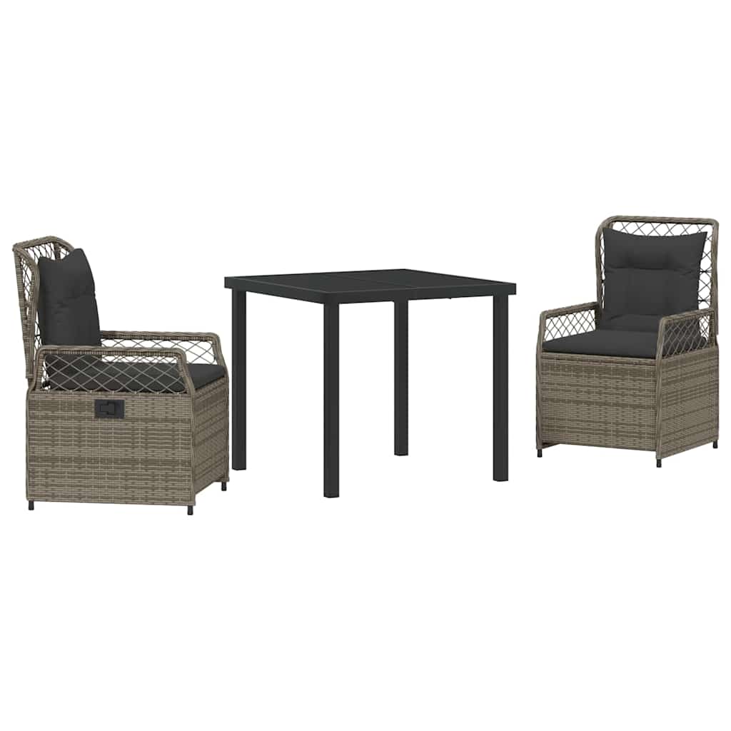 Ensemble de salle à manger pour jardin 3 pcs Gris polyrotin - XIOS