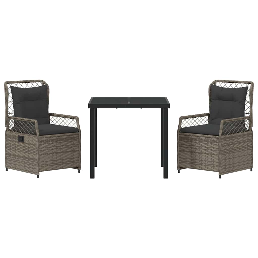 Ensemble de salle à manger pour jardin 3 pcs Gris polyrotin - XIOS