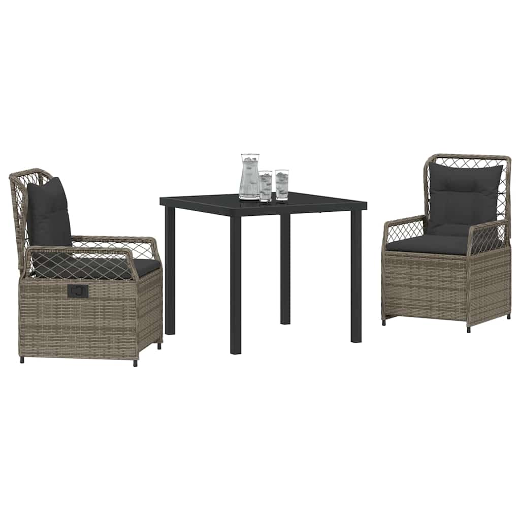 Ensemble de salle à manger pour jardin 3 pcs Gris polyrotin - XIOS