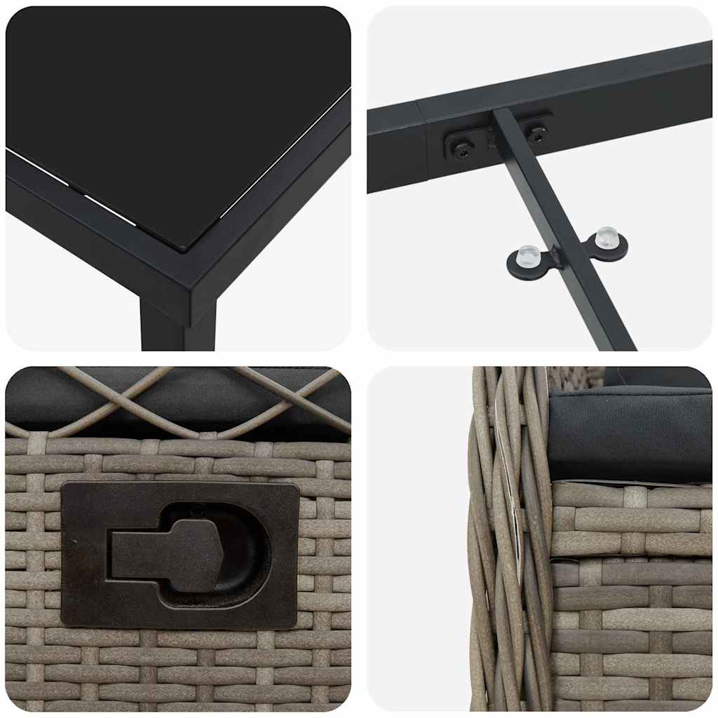 Ensemble de salle à manger pour jardin 5 pcs Gris polyrotin - XIOS