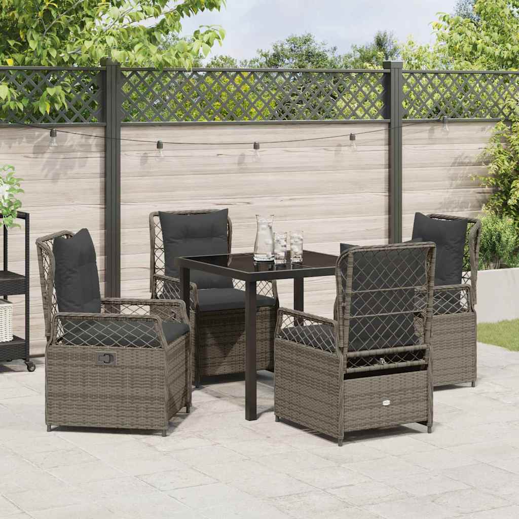 Ensemble de salle à manger pour jardin 5 pcs Gris polyrotin - XIOS
