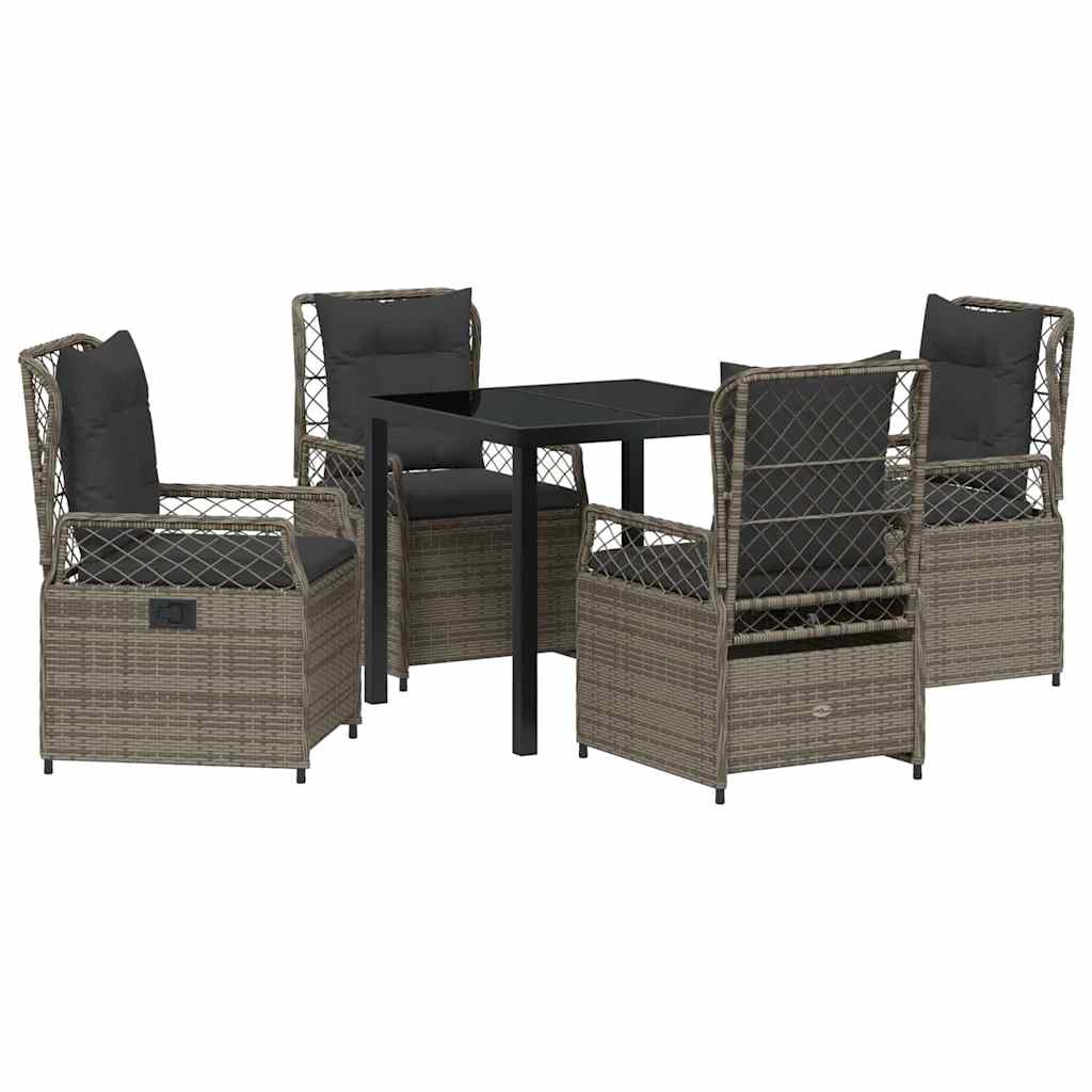 Ensemble de salle à manger pour jardin 5 pcs Gris polyrotin - XIOS