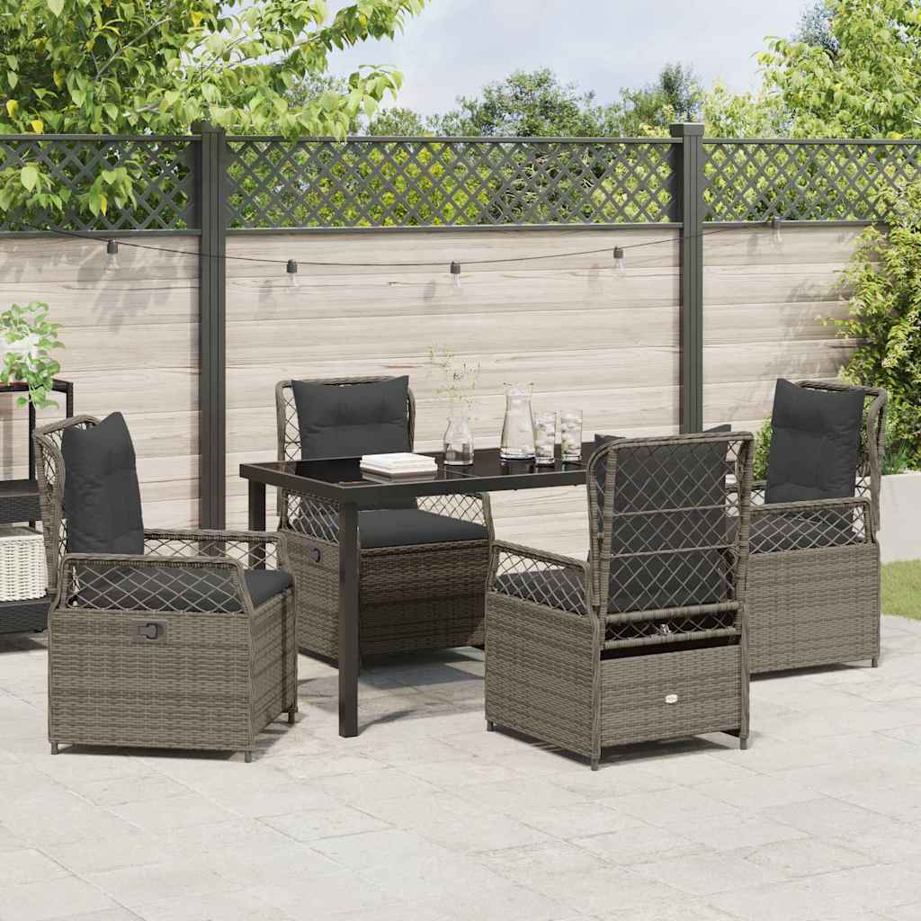 Ensemble de salle à manger pour jardin 5 pcs Gris polyrotin - XIOS