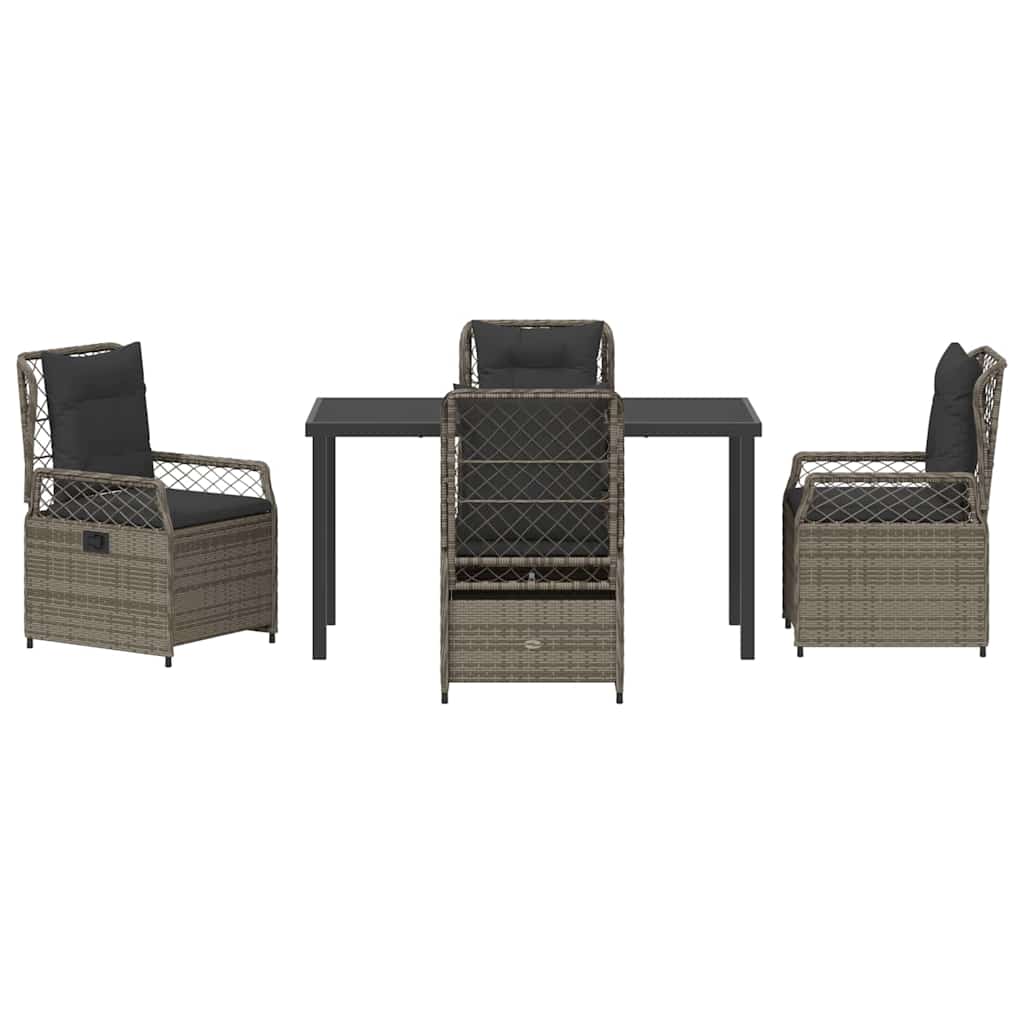 Ensemble de salle à manger pour jardin 5 pcs Gris polyrotin - XIOS