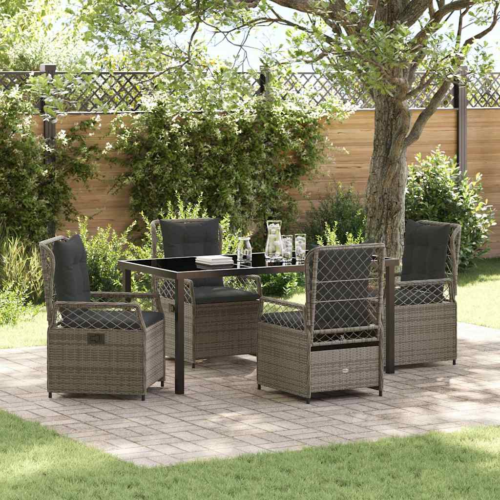 Ensemble de salle à manger pour jardin 5 pcs Gris polyrotin - XIOS