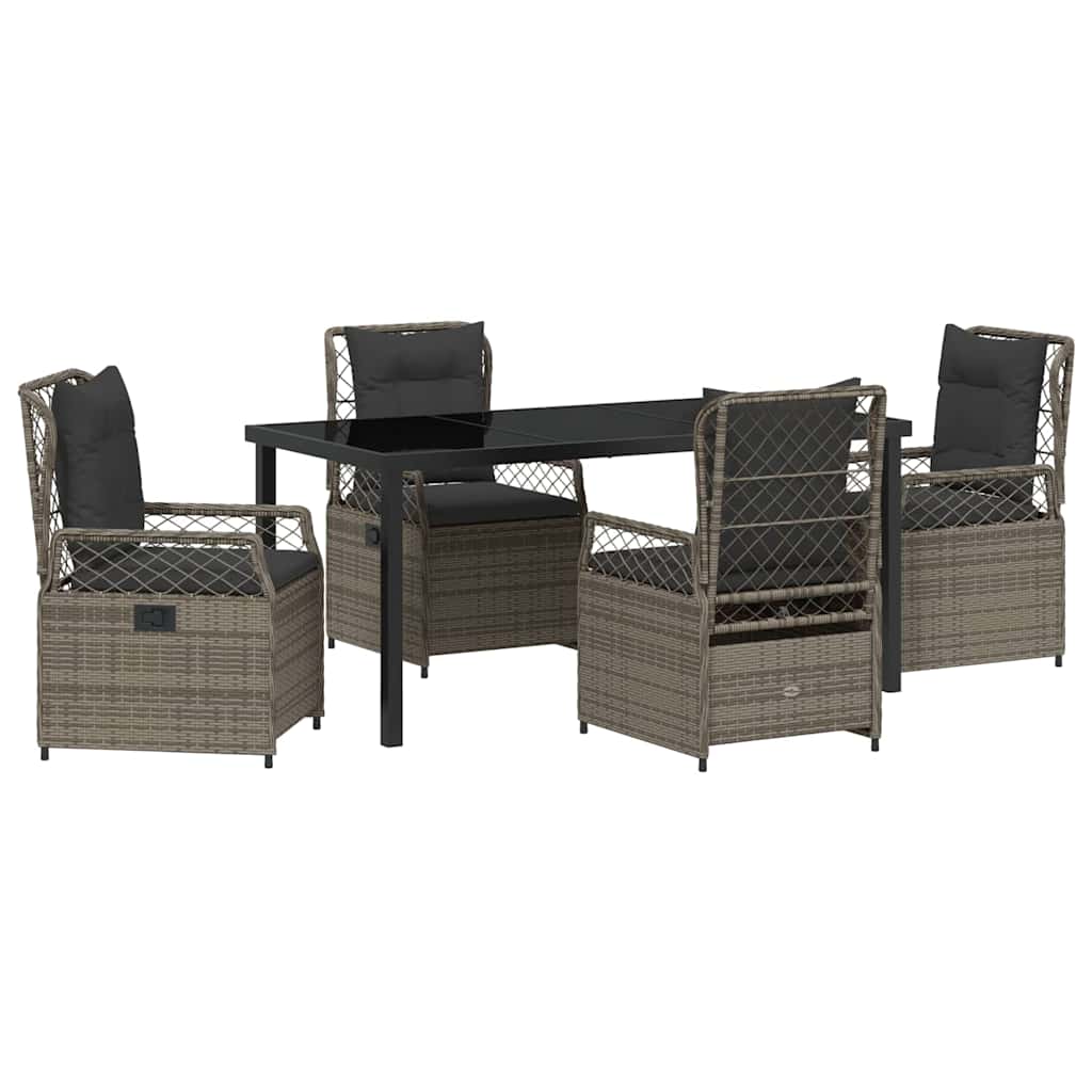 Ensemble de salle à manger pour jardin 5 pcs Gris polyrotin - XIOS