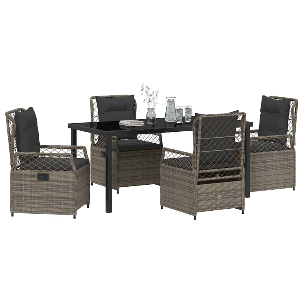 Ensemble de salle à manger pour jardin 5 pcs Gris polyrotin - XIOS