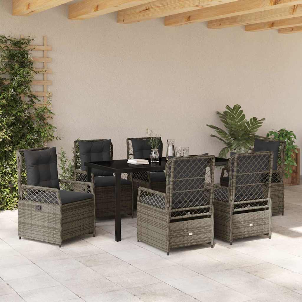 Ensemble de salle à manger pour jardin 7 pcs Gris polyrotin - XIOS