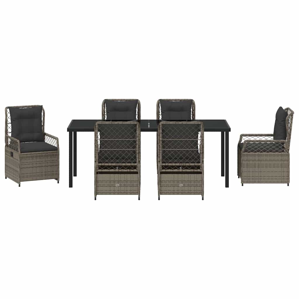Ensemble de salle à manger pour jardin 7 pcs Gris polyrotin - XIOS