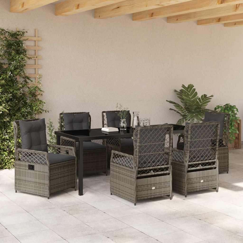 Ensemble de salle à manger pour jardin 7 pcs Gris polyrotin - XIOS