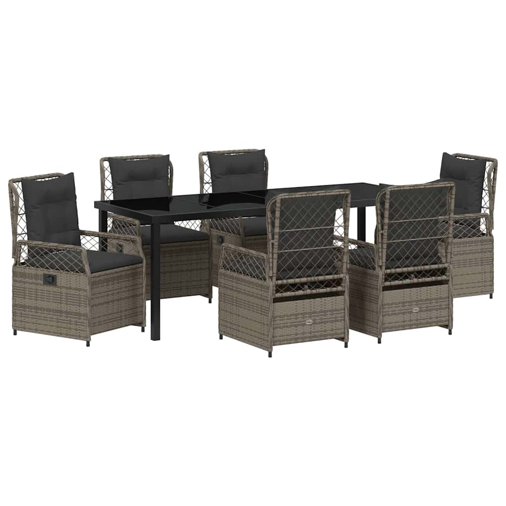 Ensemble de salle à manger pour jardin 7 pcs Gris polyrotin - XIOS