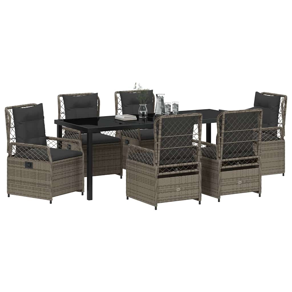 Ensemble de salle à manger pour jardin 7 pcs Gris polyrotin - XIOS