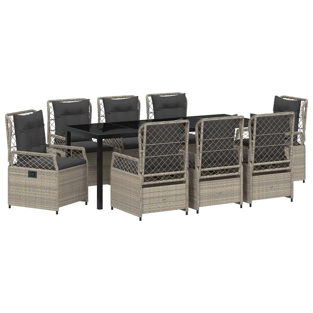 Ensemble de salle à manger pour jardin 9 pcs Gris clair - XIOS
