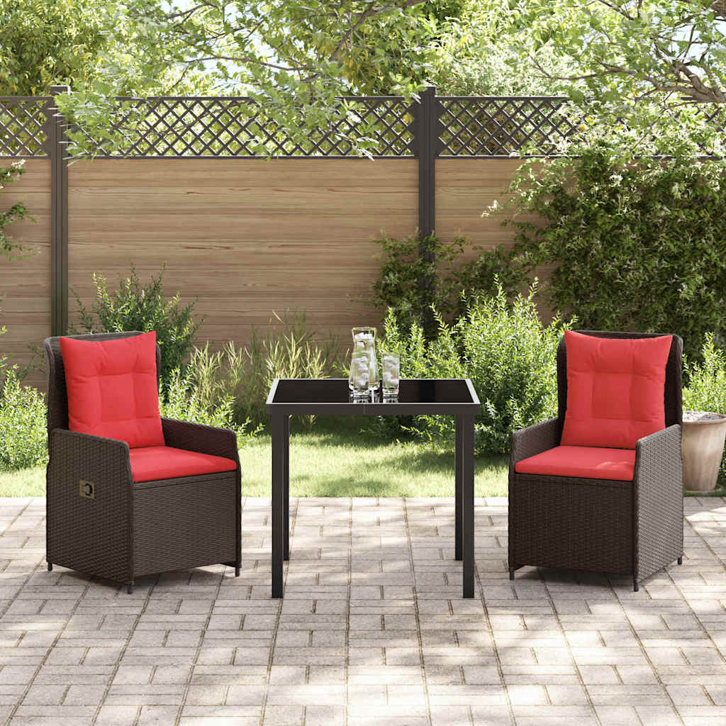 Ensemble de salle à manger pour jardin 3 pcs Marron Poly rotin - XIOS