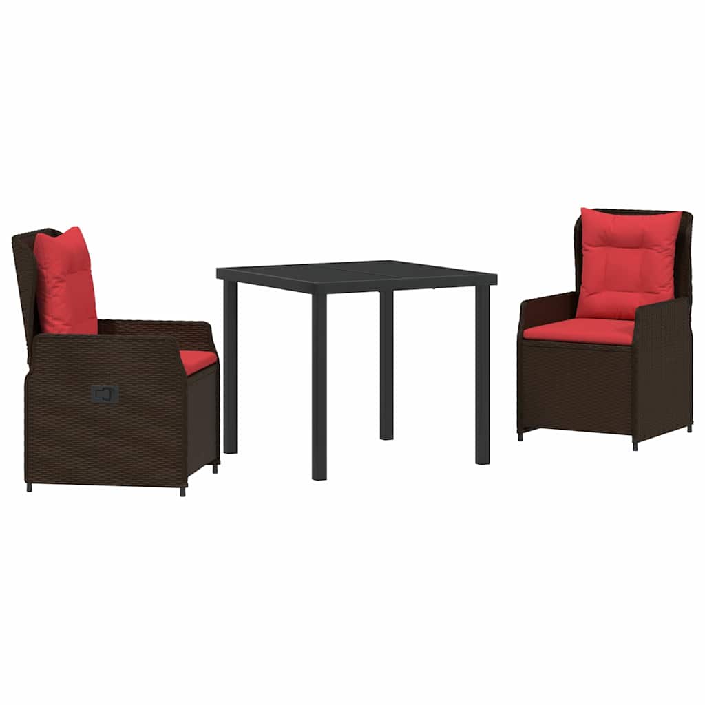 Ensemble de salle à manger pour jardin 3 pcs Marron Poly rotin - XIOS