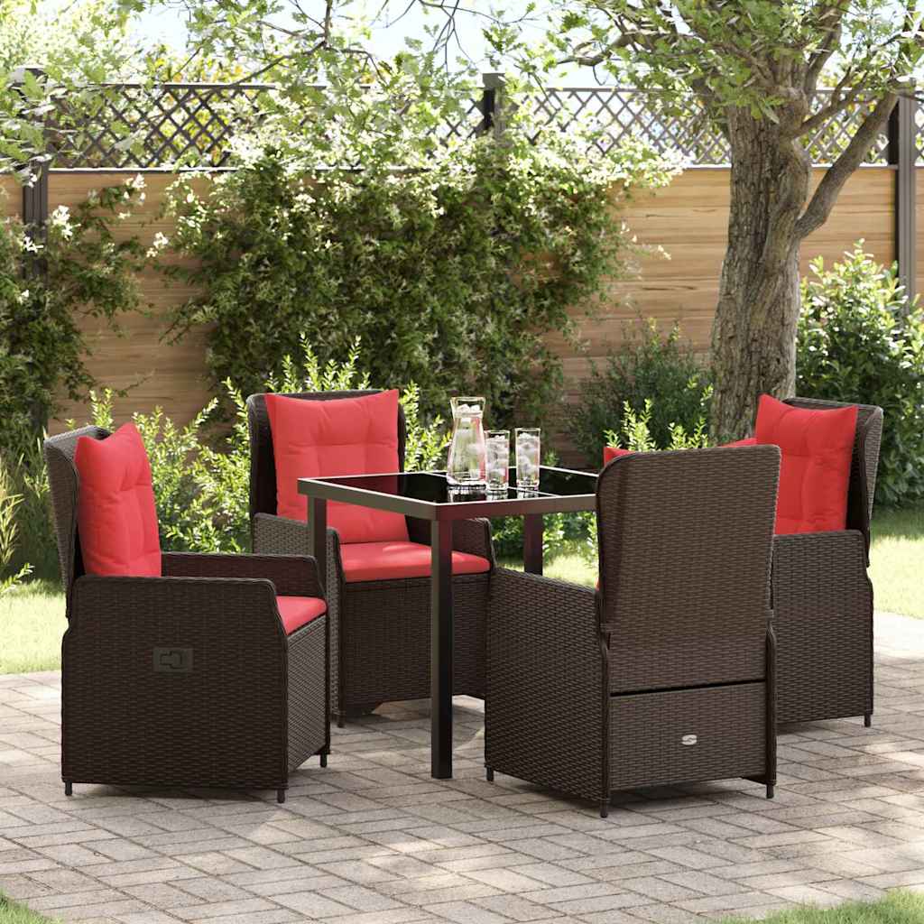 Ensemble de salle à manger pour jardin 5 pcs Marron Poly rotin - XIOS