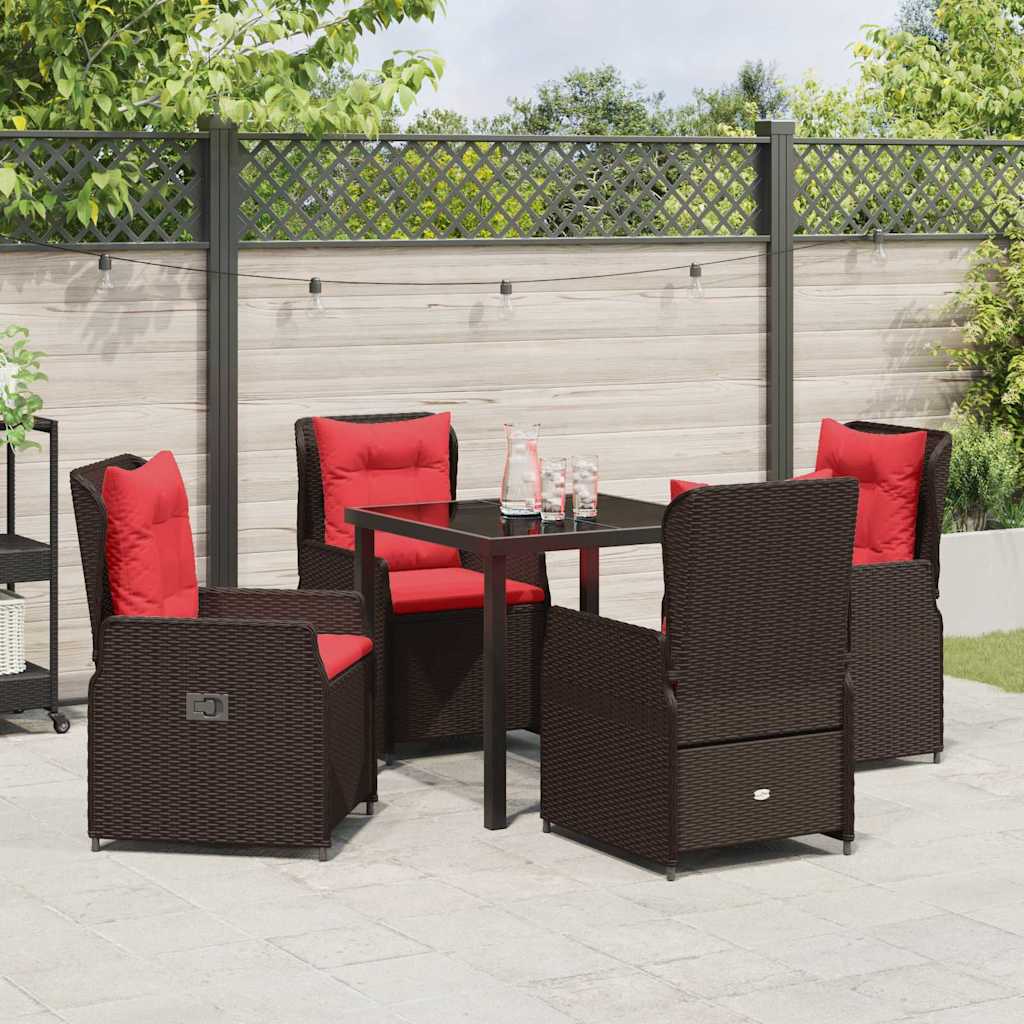 Ensemble de salle à manger pour jardin 5 pcs Marron Poly rotin - XIOS