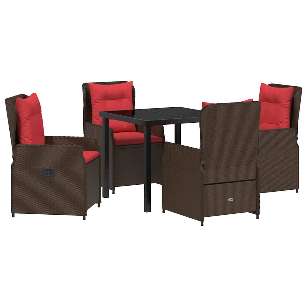 Ensemble de salle à manger pour jardin 5 pcs Marron Poly rotin - XIOS