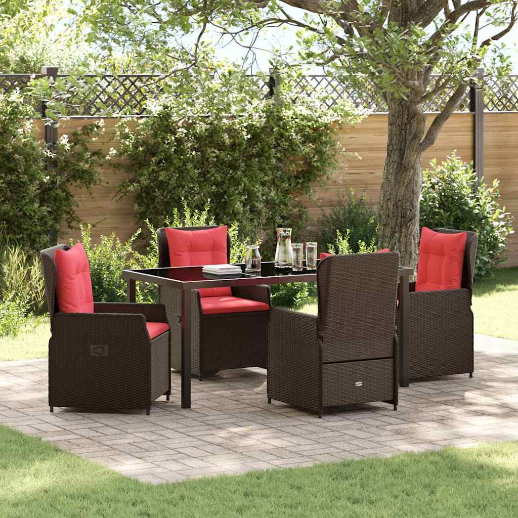 Ensemble de salle à manger pour jardin 5 pcs Marron Poly rotin - XIOS