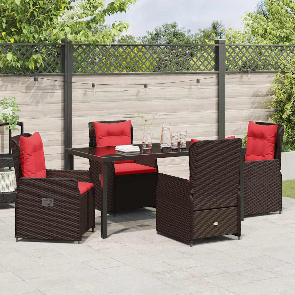 Ensemble de salle à manger pour jardin 5 pcs Marron Poly rotin - XIOS