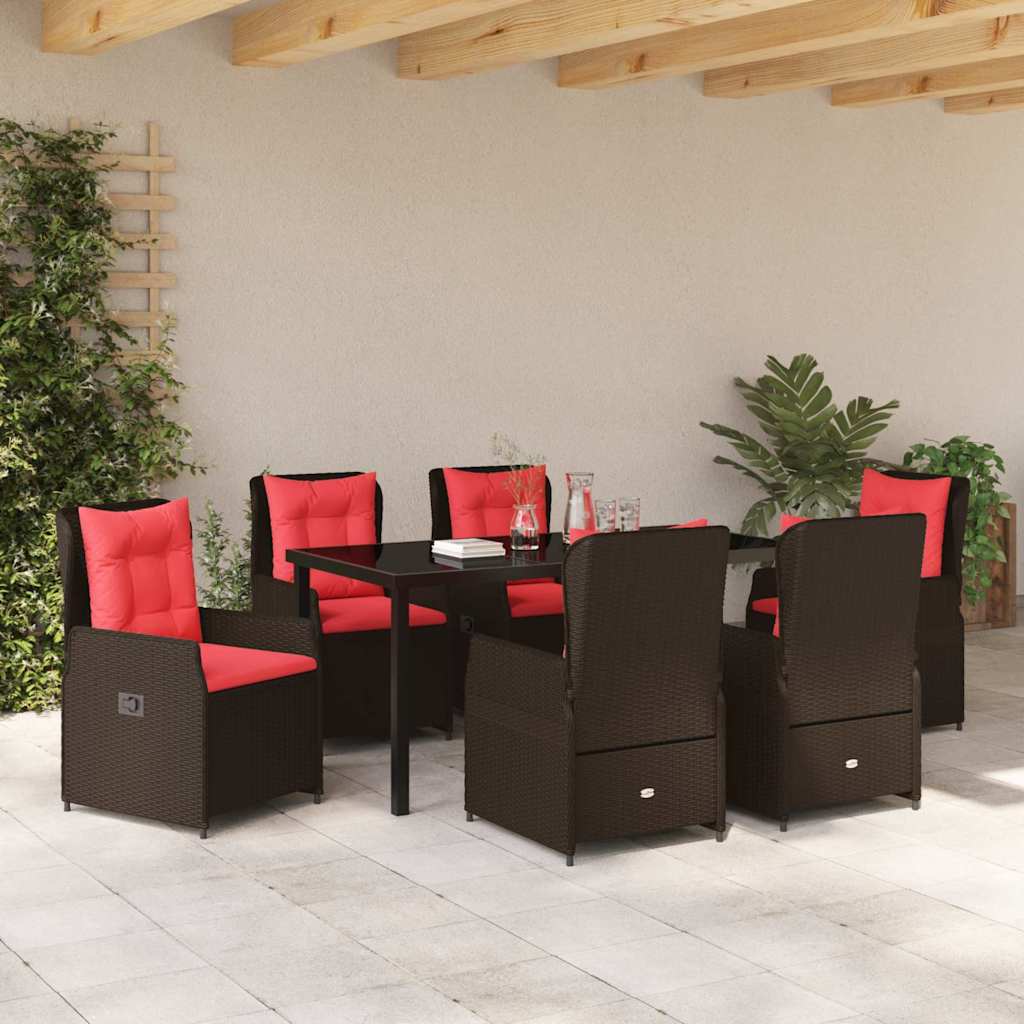 Ensemble de salle à manger pour jardin 7 pcs Marron Poly rotin