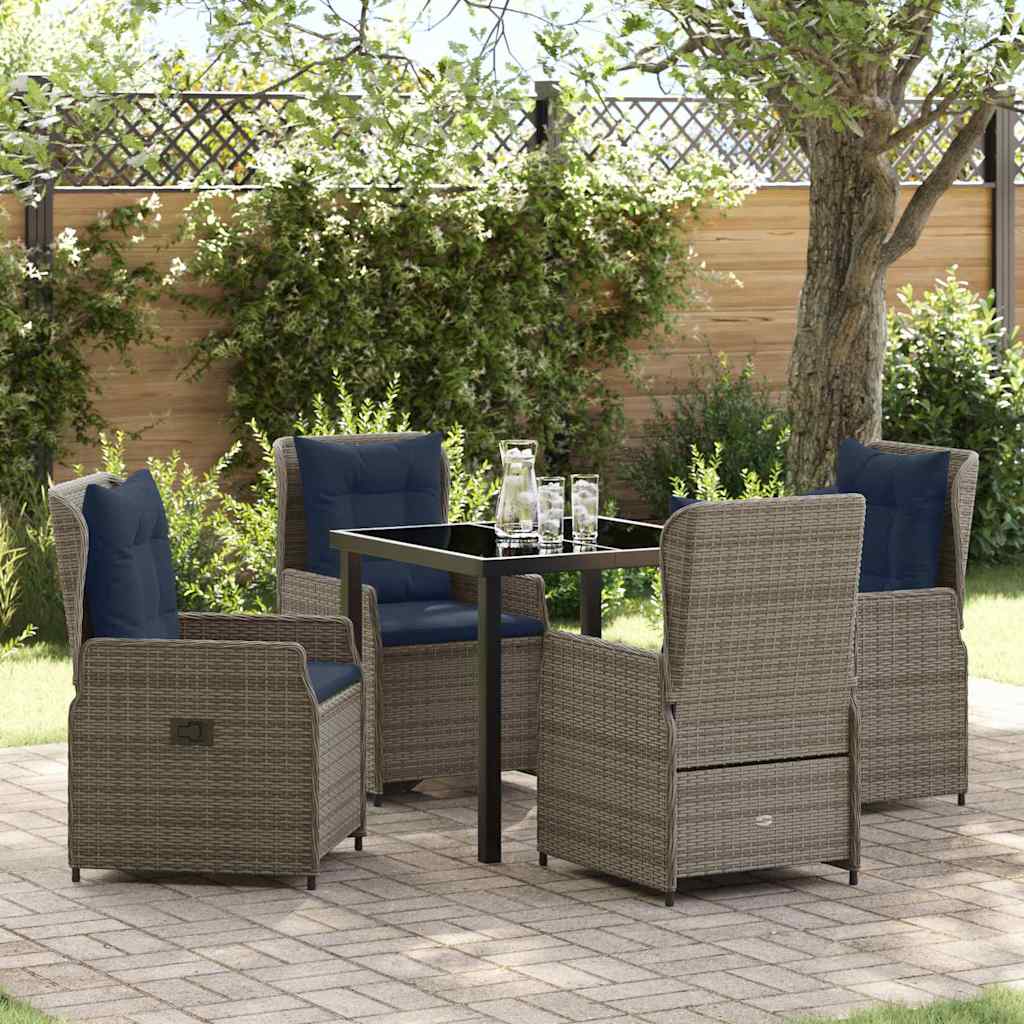 Ensemble de salle à manger pour jardin 5 pcs Gris Poly rotin - XIOS