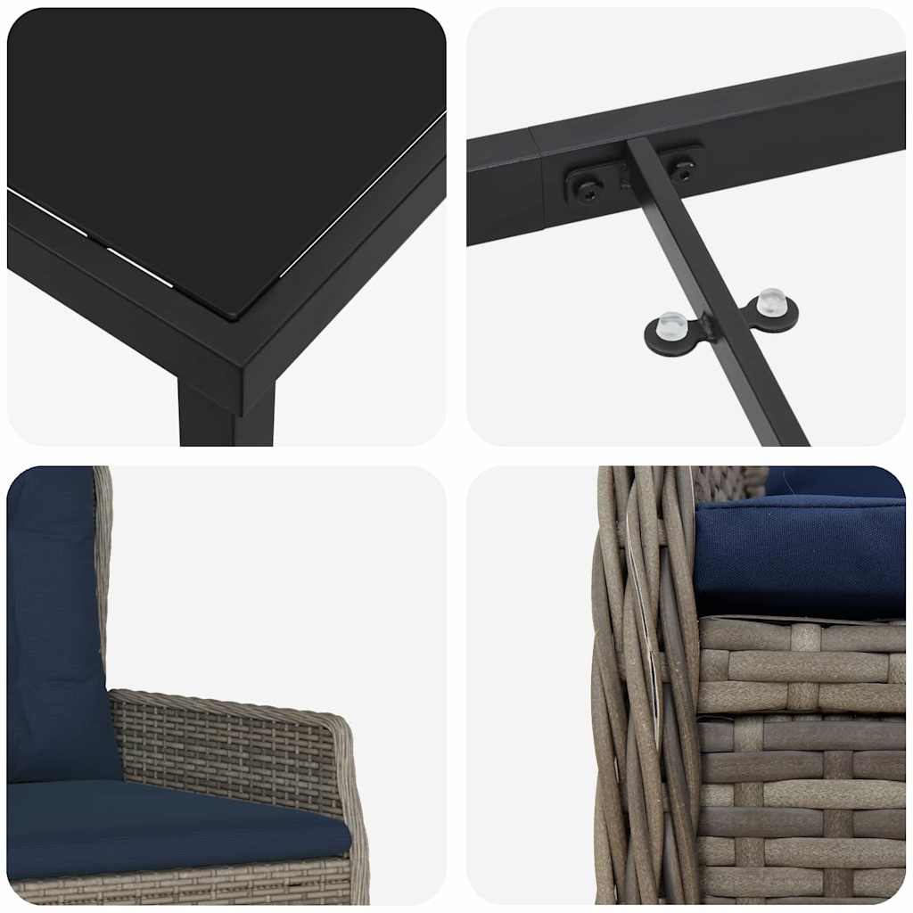 Ensemble de salle à manger pour jardin 5 pcs Gris Poly rotin - XIOS