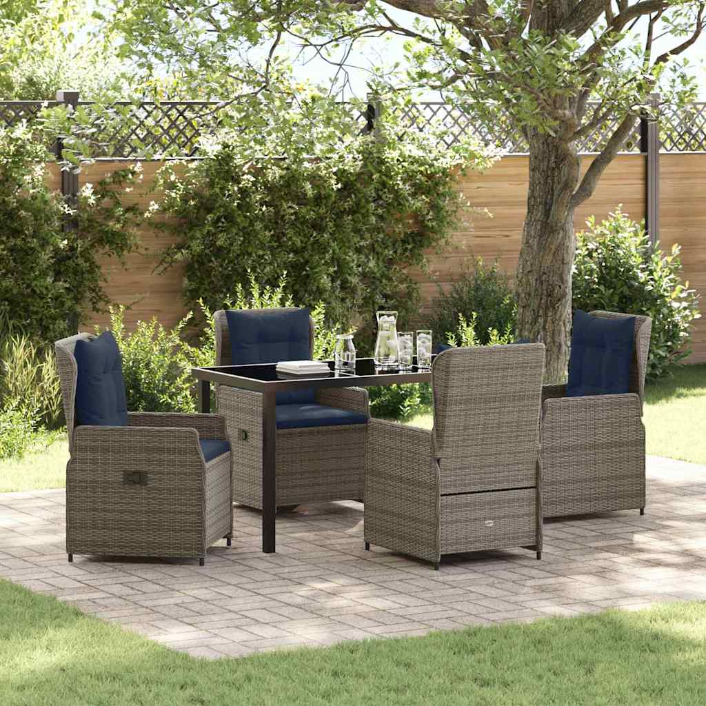 Ensemble de salle à manger pour jardin 5 pcs Gris Poly rotin - XIOS