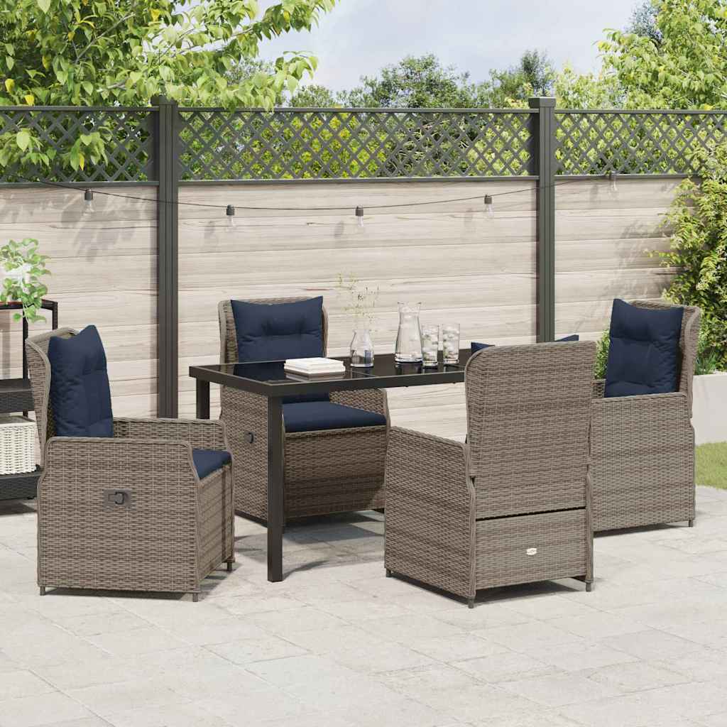 Ensemble de salle à manger pour jardin 5 pcs Gris Poly rotin - XIOS