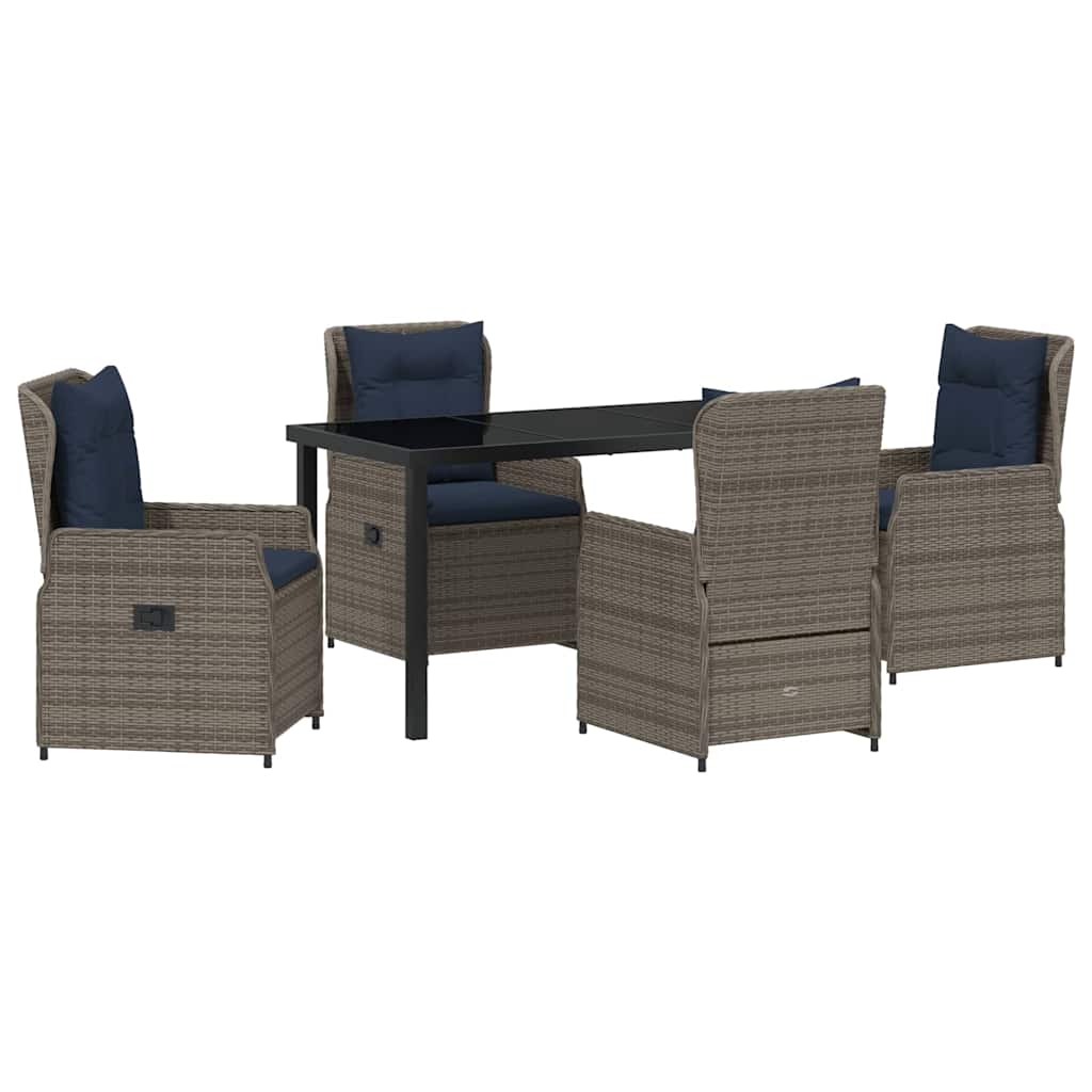 Ensemble de salle à manger pour jardin 5 pcs Gris Poly rotin - XIOS