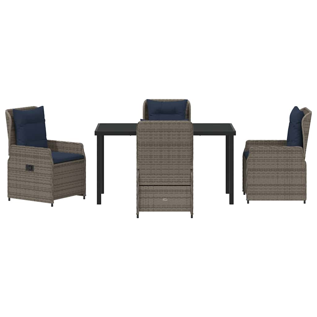 Ensemble de salle à manger pour jardin 5 pcs Gris Poly rotin - XIOS