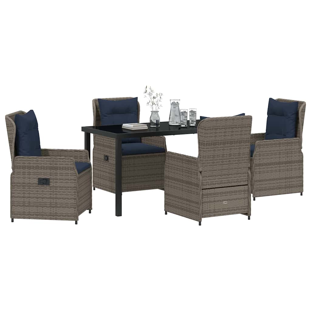Ensemble de salle à manger pour jardin 5 pcs Gris Poly rotin - XIOS