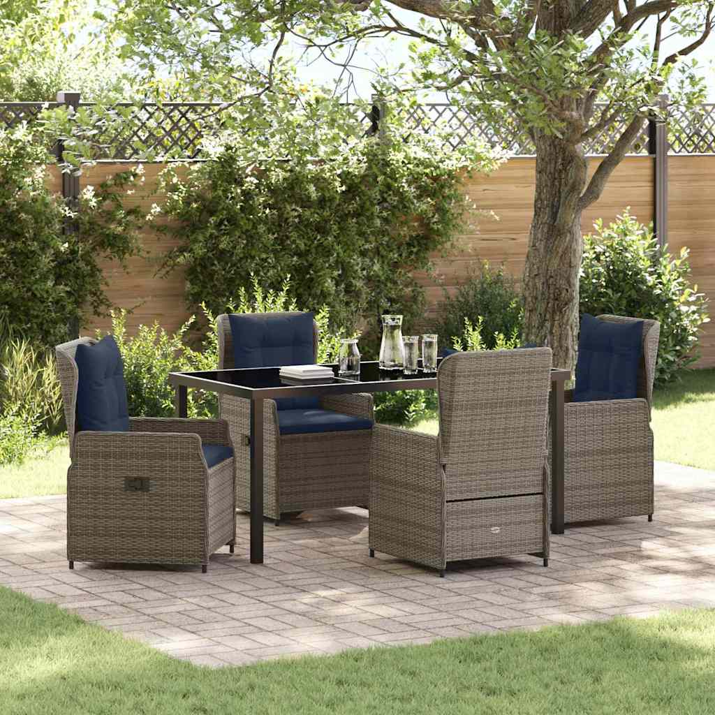 Ensemble de salle à manger pour jardin 5 pcs Gris Poly rotin - XIOS