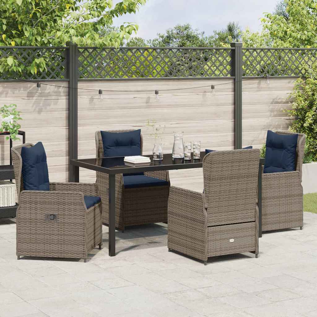 Ensemble de salle à manger pour jardin 5 pcs Gris Poly rotin - XIOS