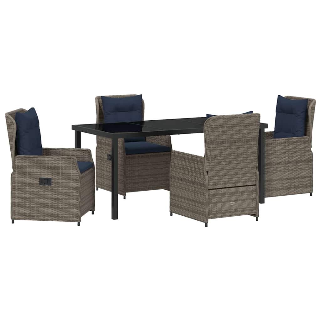Ensemble de salle à manger pour jardin 5 pcs Gris Poly rotin - XIOS