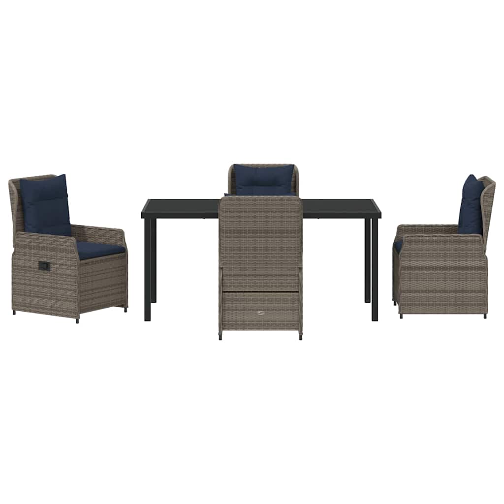 Ensemble de salle à manger pour jardin 5 pcs Gris Poly rotin - XIOS