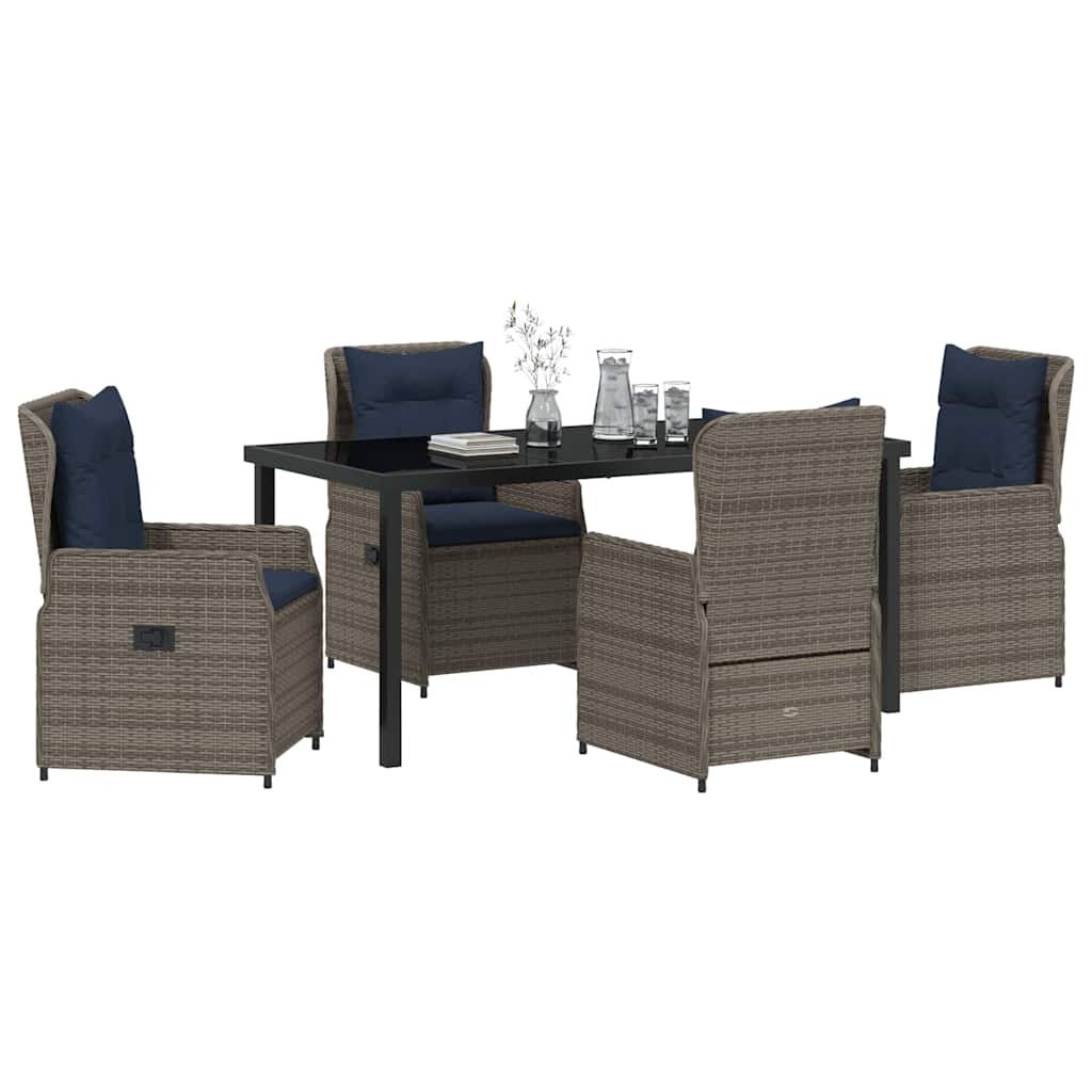 Ensemble de salle à manger pour jardin 5 pcs Gris Poly rotin - XIOS