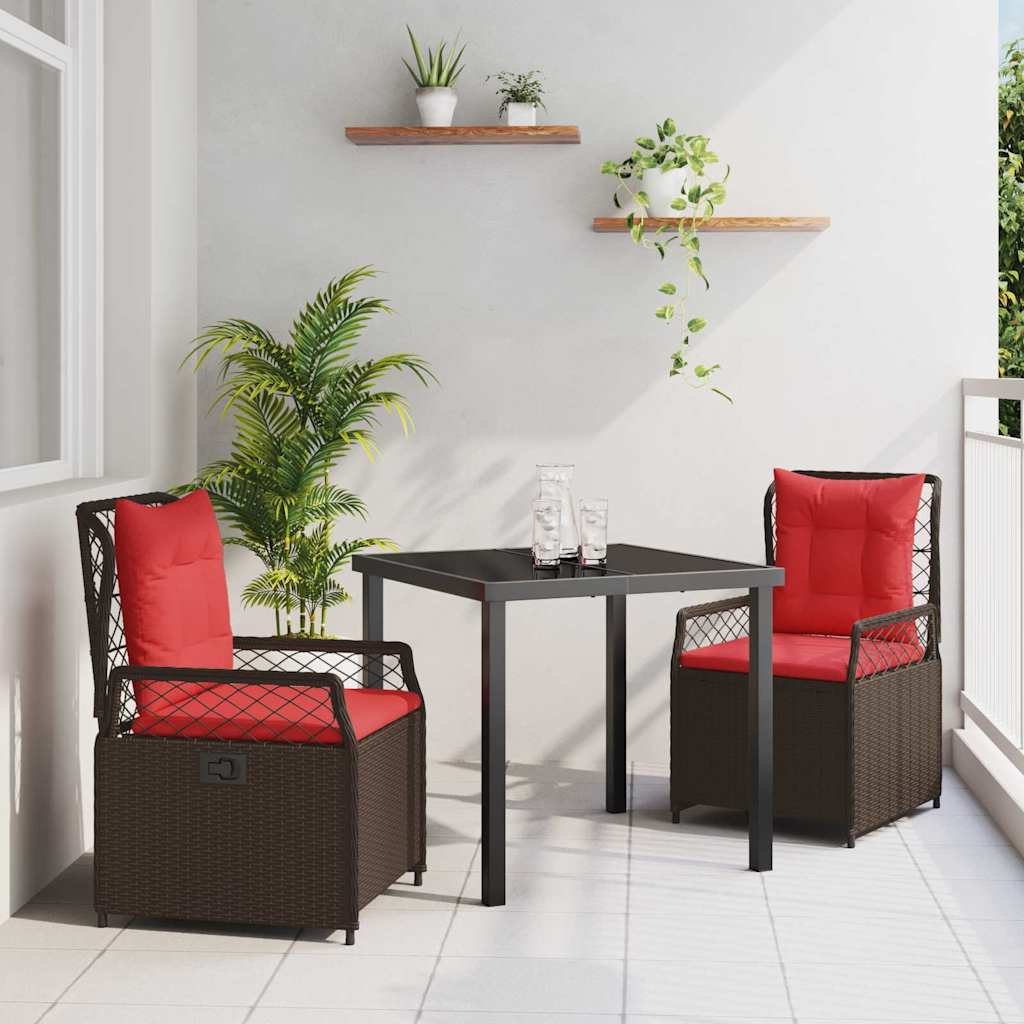 Ensemble de salle à manger pour jardin 3 pcs Marron polyrotin - XIOS