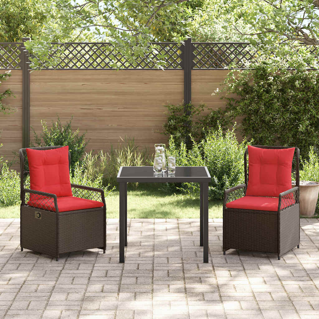 Ensemble de salle à manger pour jardin 3 pcs Marron polyrotin - XIOS