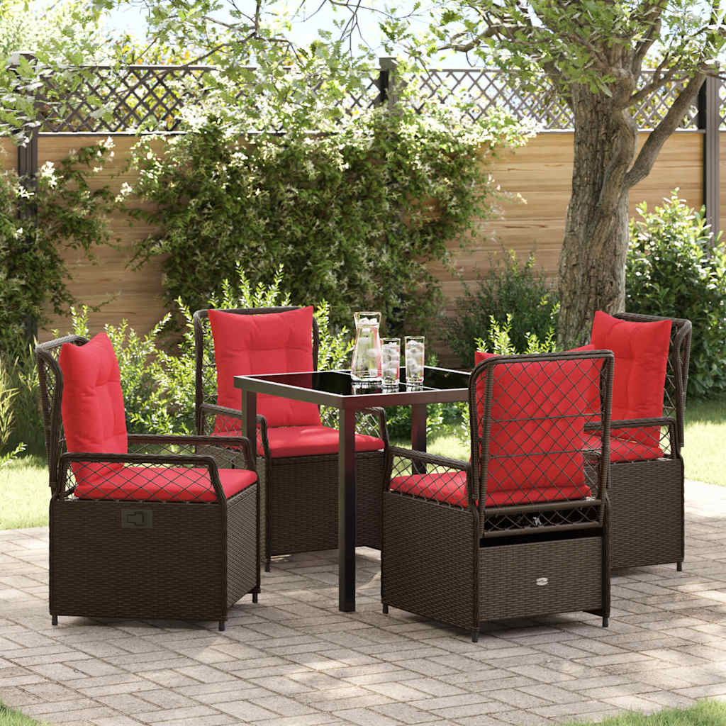 Ensemble de salle à manger pour jardin 5 pcs Marron polyrotin - XIOS