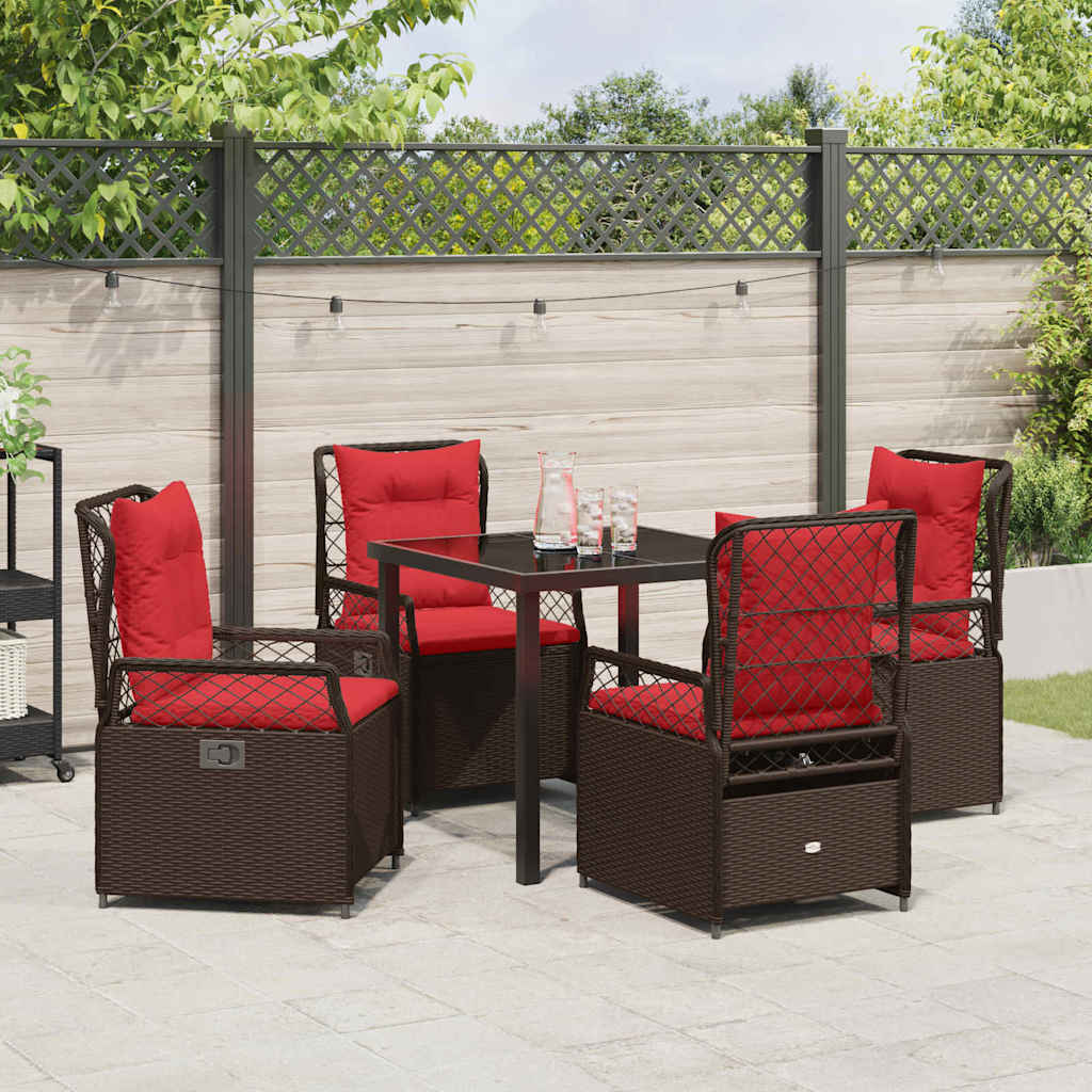 Ensemble de salle à manger pour jardin 5 pcs Marron polyrotin - XIOS