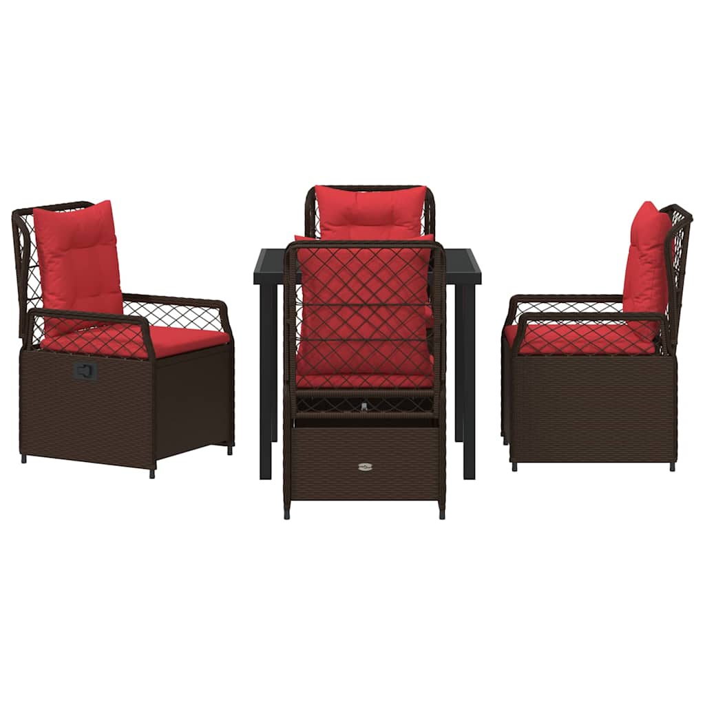 Ensemble de salle à manger pour jardin 5 pcs Marron polyrotin - XIOS