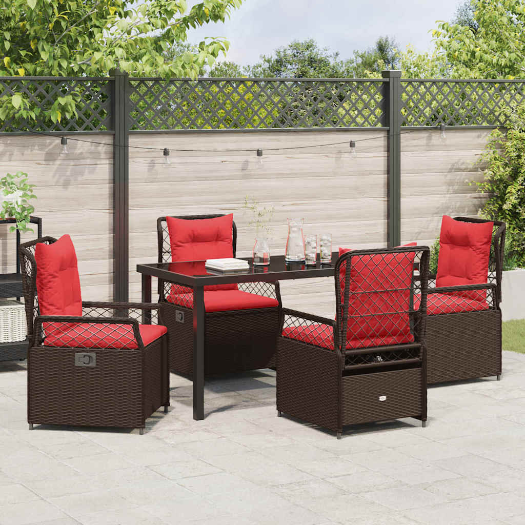 Ensemble de salle à manger pour jardin 5 pcs Marron polyrotin - XIOS