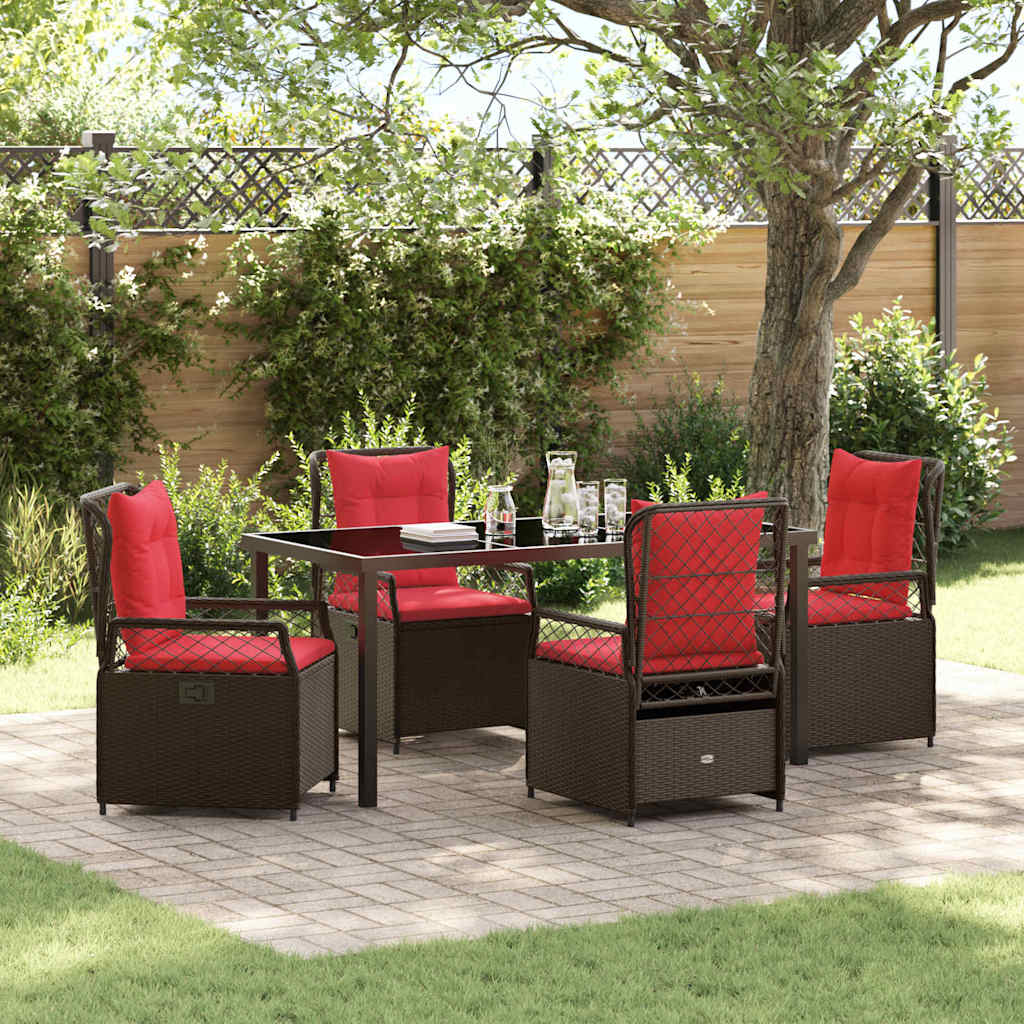 Ensemble de salle à manger pour jardin 5 pcs Marron polyrotin - XIOS