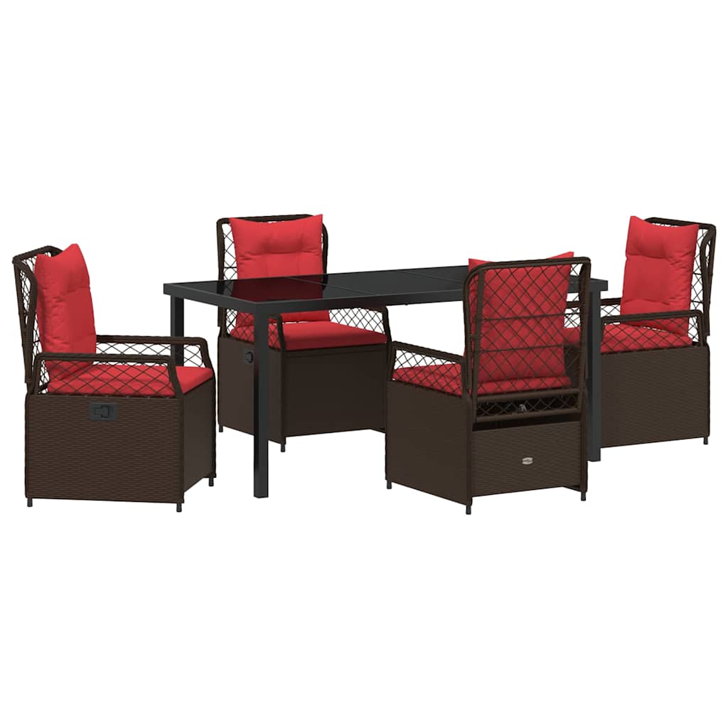 Ensemble de salle à manger pour jardin 5 pcs Marron polyrotin - XIOS
