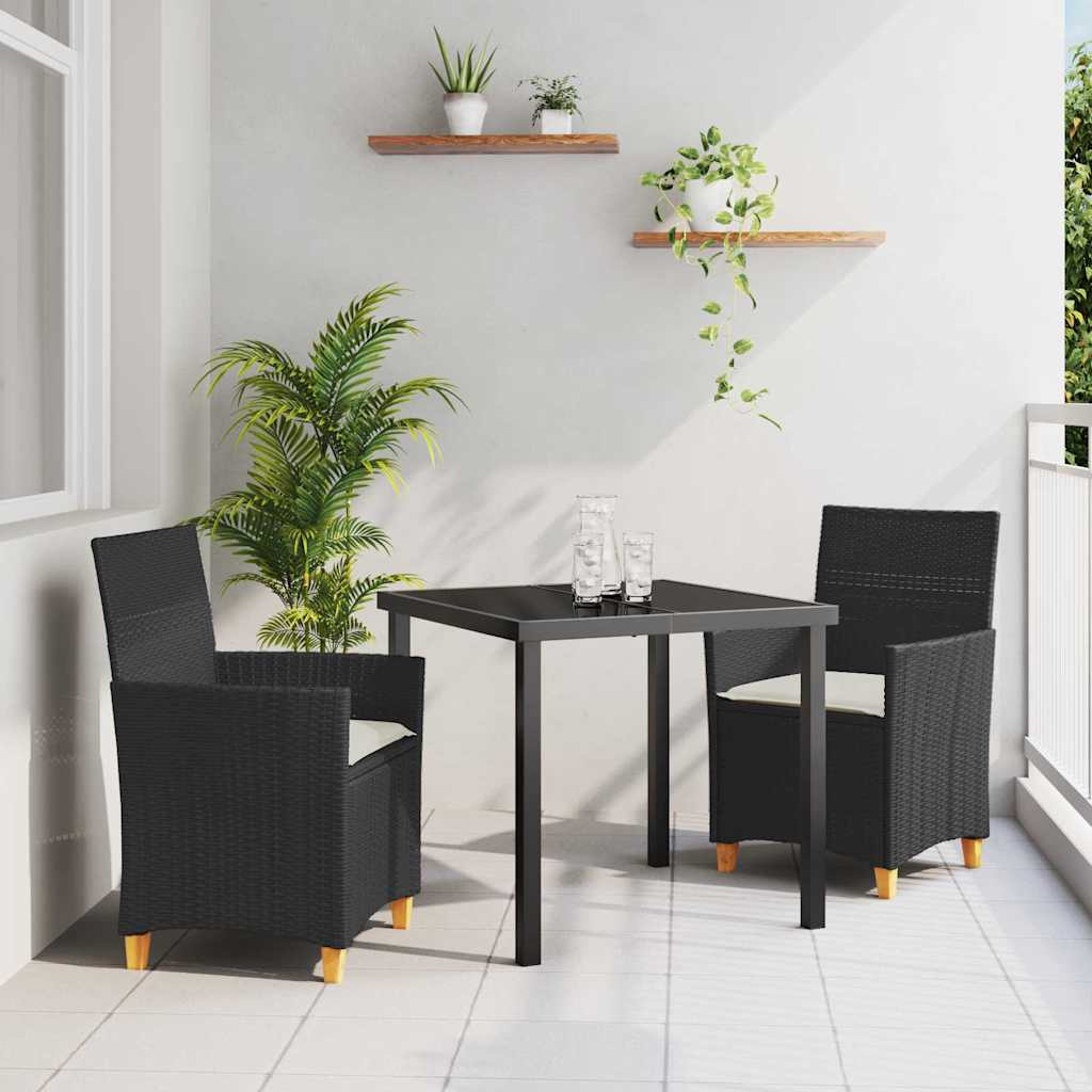 Ensemble de salle à manger pour jardin 3 pcs Noir polyrotin - XIOS